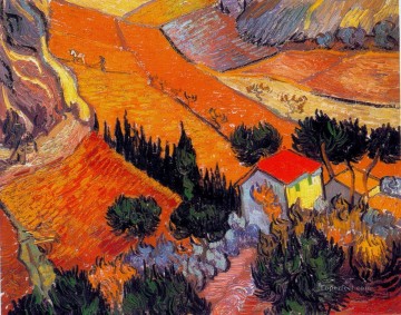 Paisaje con casa y labrador Vincent van Gogh Pinturas al óleo
